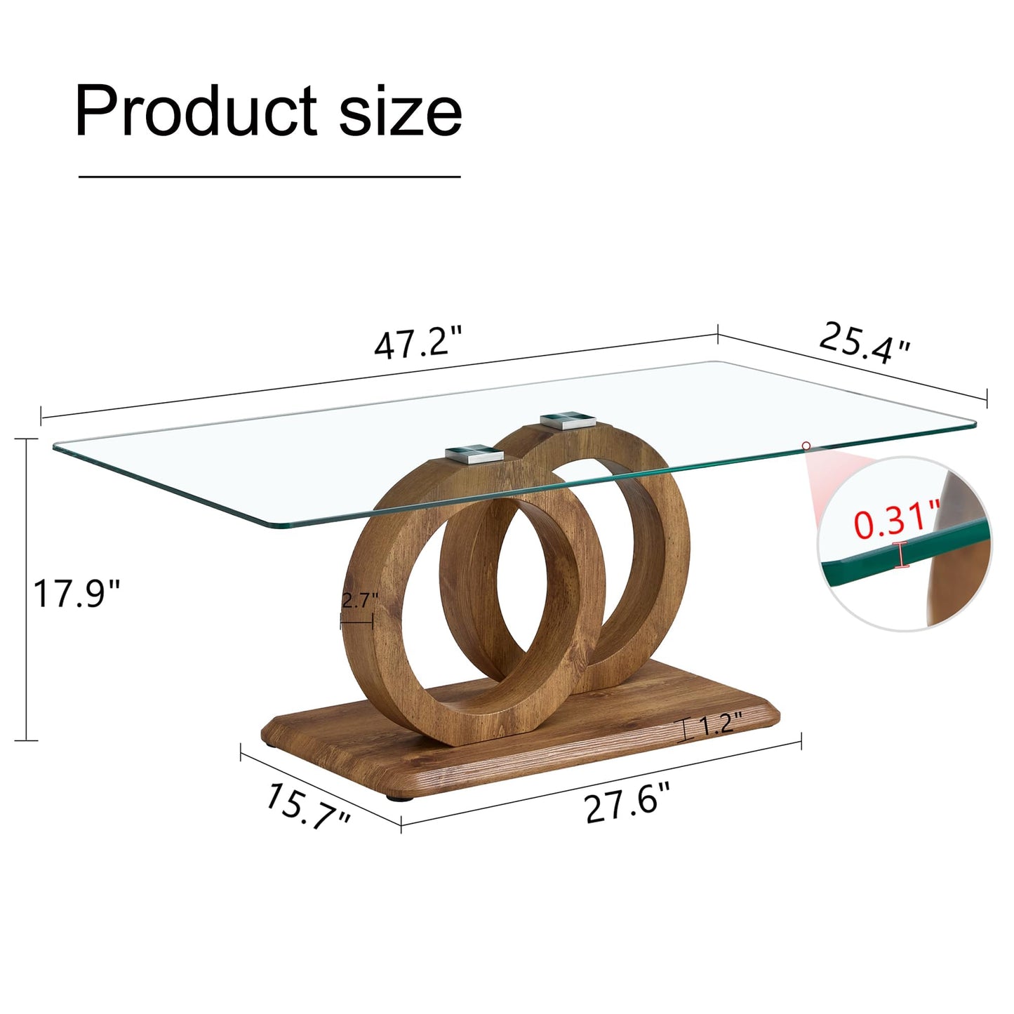 Glass Coffee Table with Marble Desktop, 3-Tier Circle Coffee Table EK HOME FURNITURE