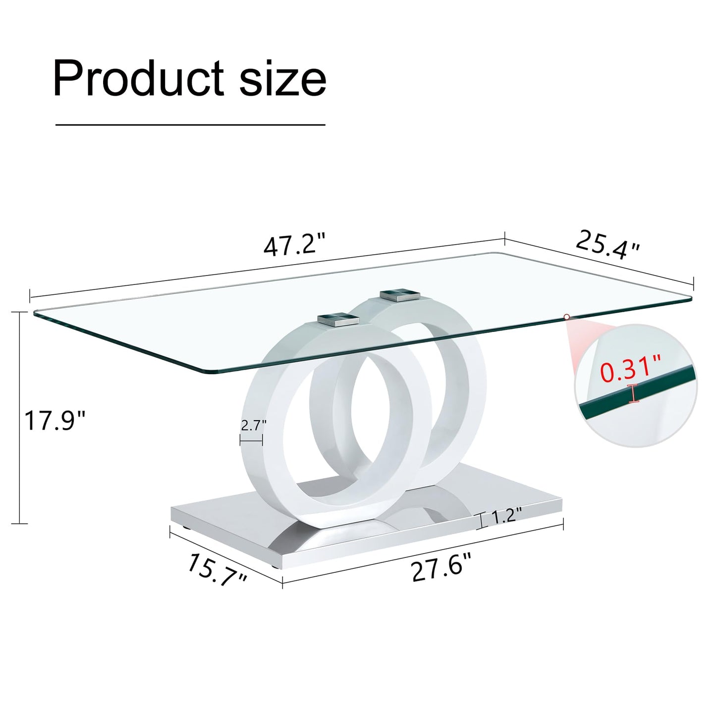 Glass Coffee Table with Marble Desktop, 3-Tier Circle Coffee Table EK HOME FURNITURE