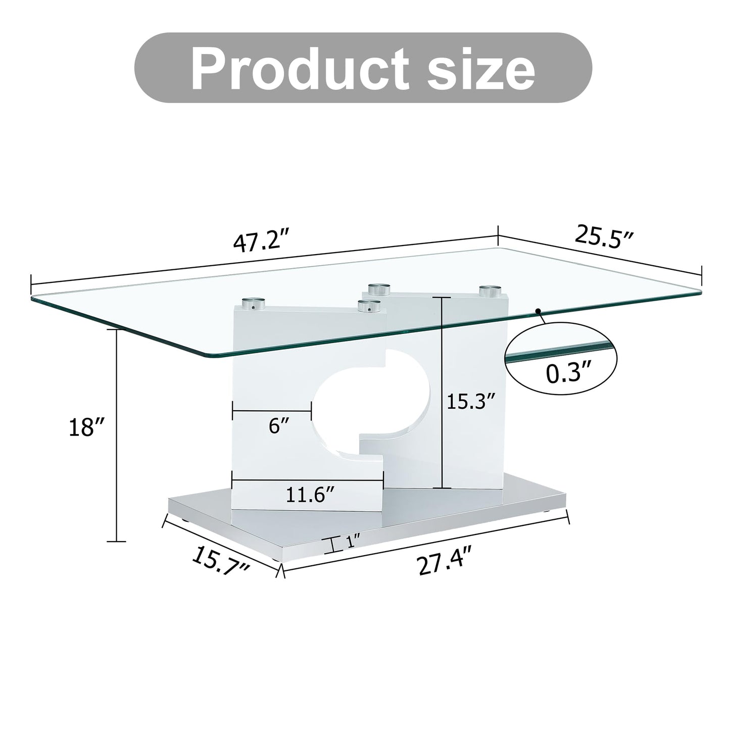 Glass Coffee Table with Marble Desktop, 3-Tier Circle Coffee Table EK HOME FURNITURE