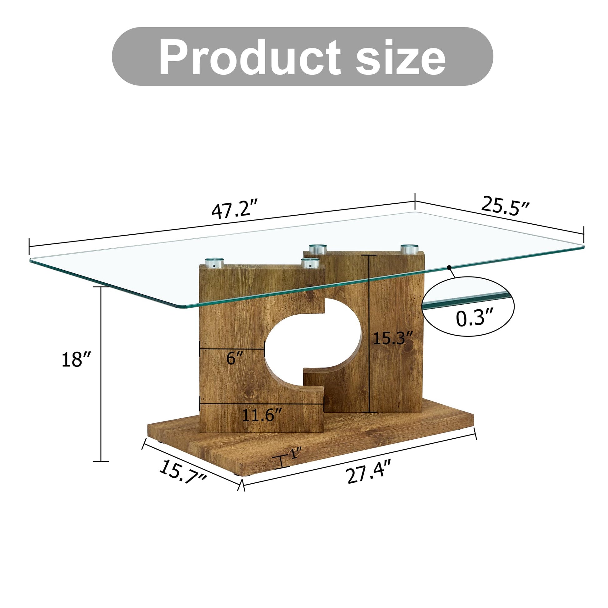 Glass Coffee Table with Marble Desktop, 3-Tier Circle Coffee Table EK HOME FURNITURE