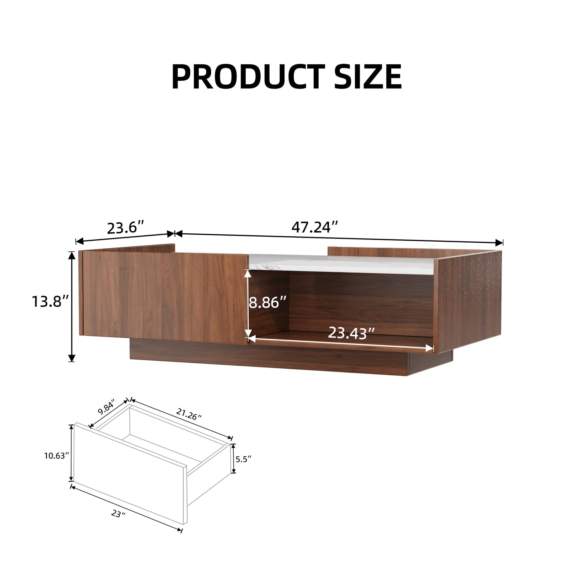 Lift Top coffee tables for living room, 43" LED Wooden Center Tables with Storage Shelf EK HOME FURNITURE