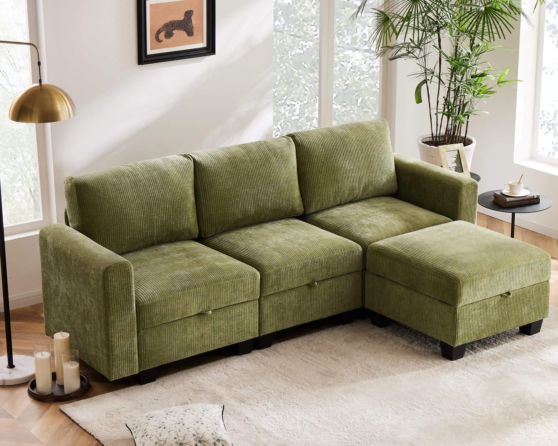 Luxury Modular Sectional Sofa w/Storage Seat, 118" U Shaped with Reversible Chaise EK HOME FURNITURE