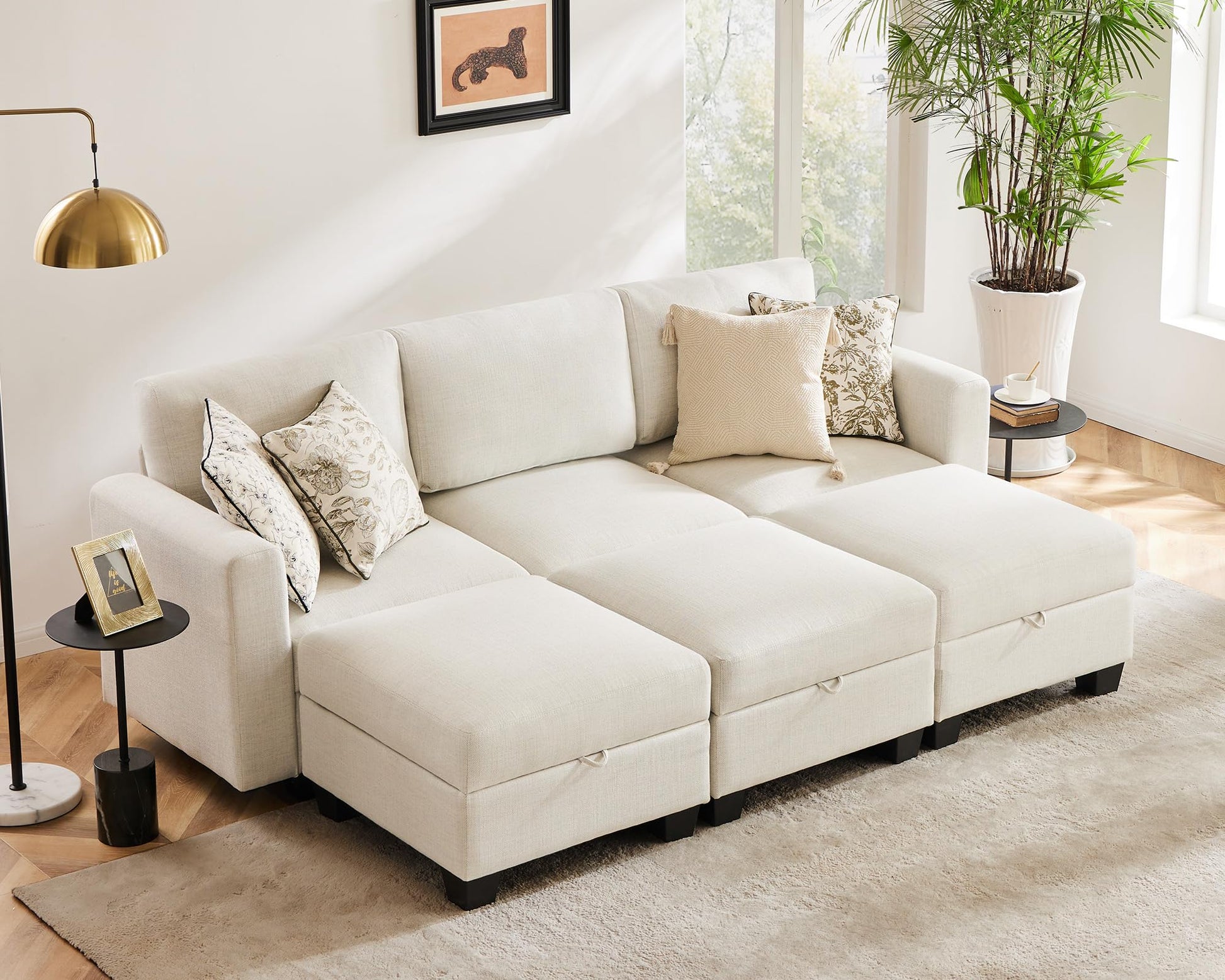 Luxury Modular Sectional Sofa w/Storage Seat, 118" U Shaped with Reversible Chaise EK HOME FURNITURE