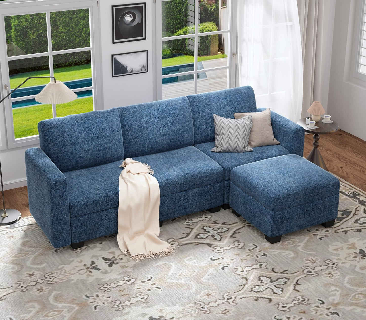 Luxury Modular Sectional Sofa w/Storage Seat, 118" U Shaped with Reversible Chaise EK HOME FURNITURE