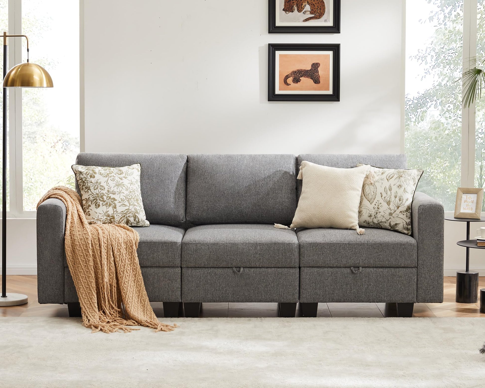 Luxury Modular Sectional Sofa w/Storage Seat, 118" U Shaped with Reversible Chaise EK HOME FURNITURE