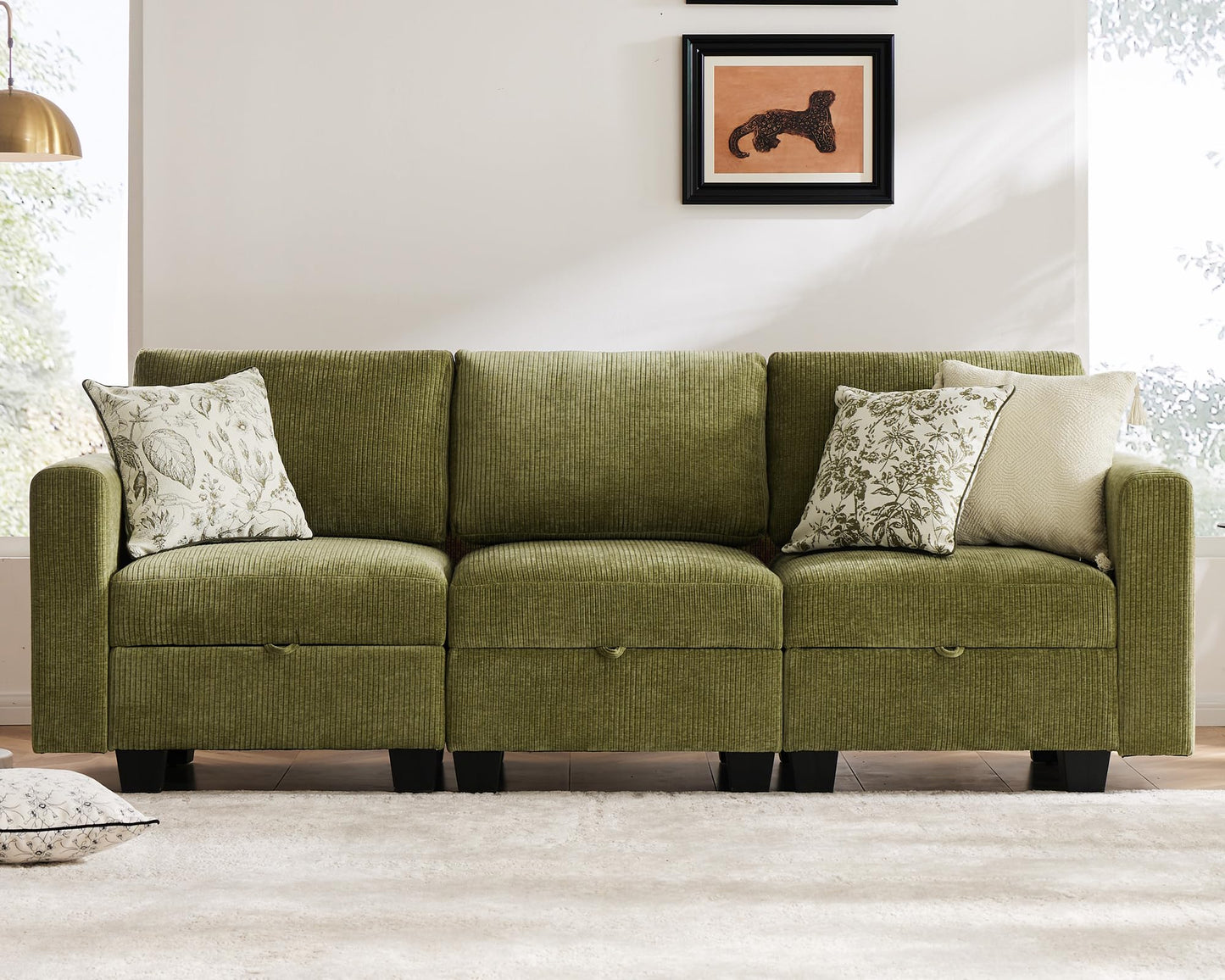 Luxury Modular Sectional Sofa w/Storage Seat, 118" U Shaped with Reversible Chaise EK HOME FURNITURE