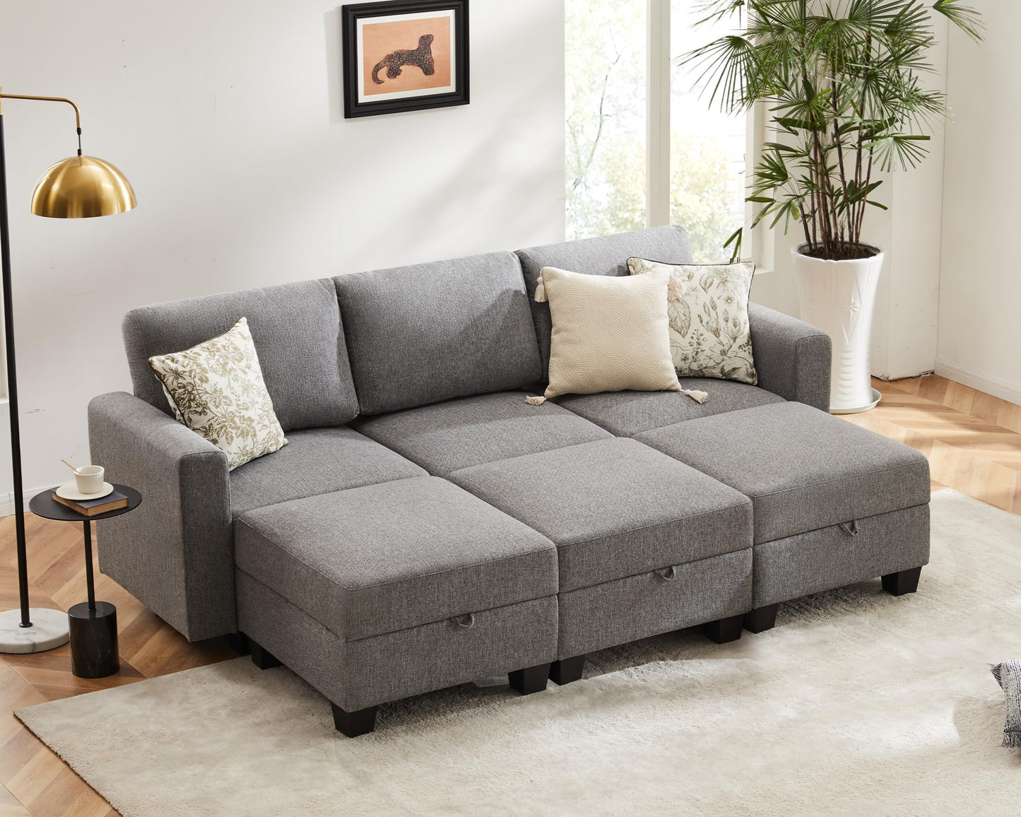 Luxury Modular Sectional Sofa w/Storage Seat, 118" U Shaped with Reversible Chaise EK HOME FURNITURE