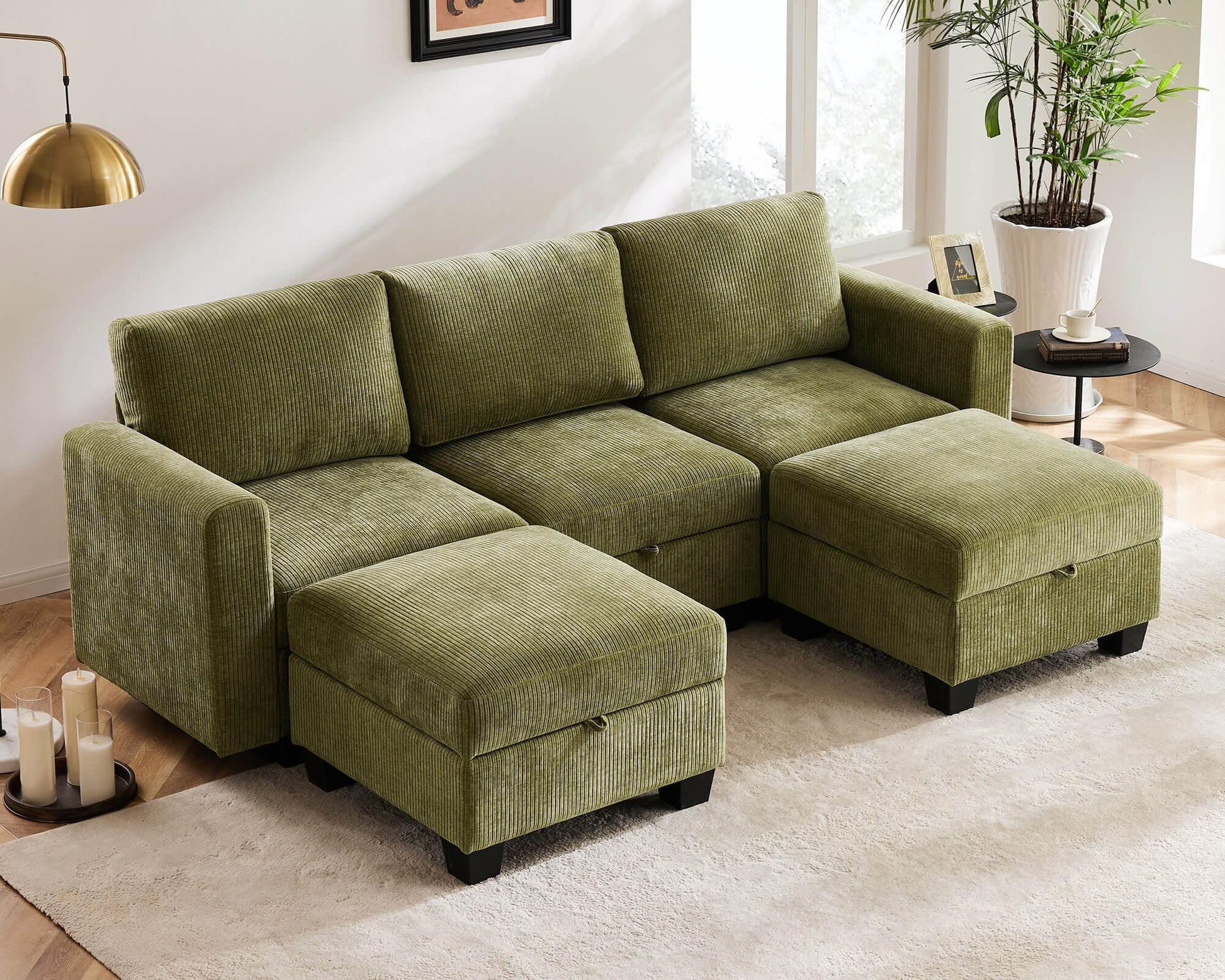 Luxury Modular Sectional Sofa w/Storage Seat, 118" U Shaped with Reversible Chaise EK HOME FURNITURE