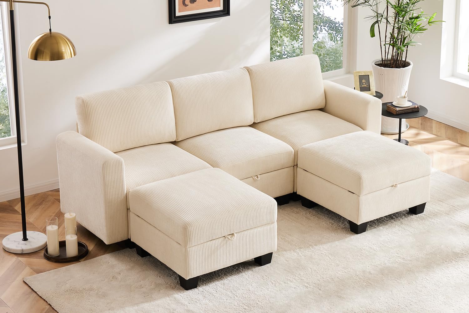 Luxury Modular Sectional Sofa w/Storage Seat, 118" U Shaped with Reversible Chaise EK HOME FURNITURE