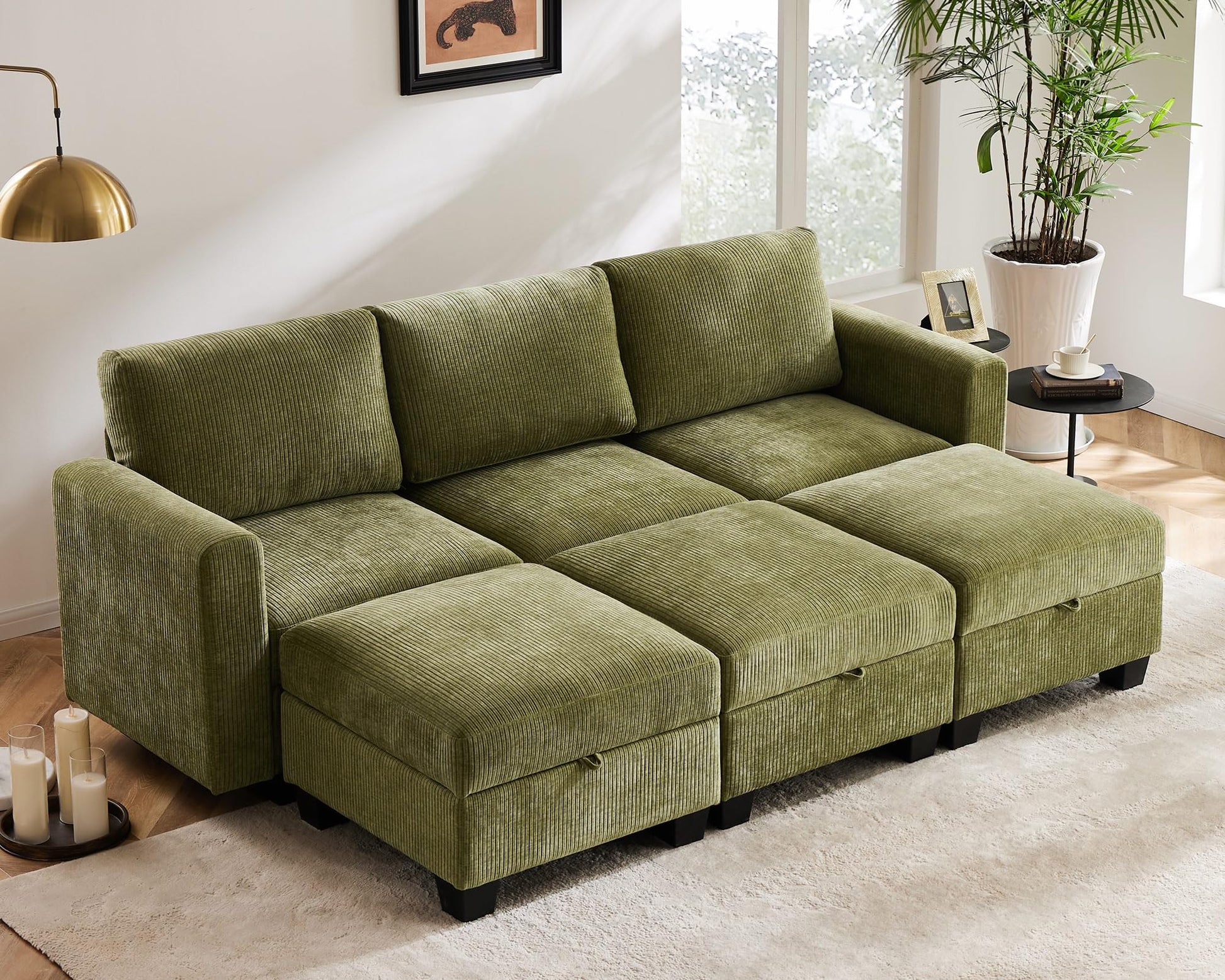 Luxury Modular Sectional Sofa w/Storage Seat, 118" U Shaped with Reversible Chaise EK HOME FURNITURE