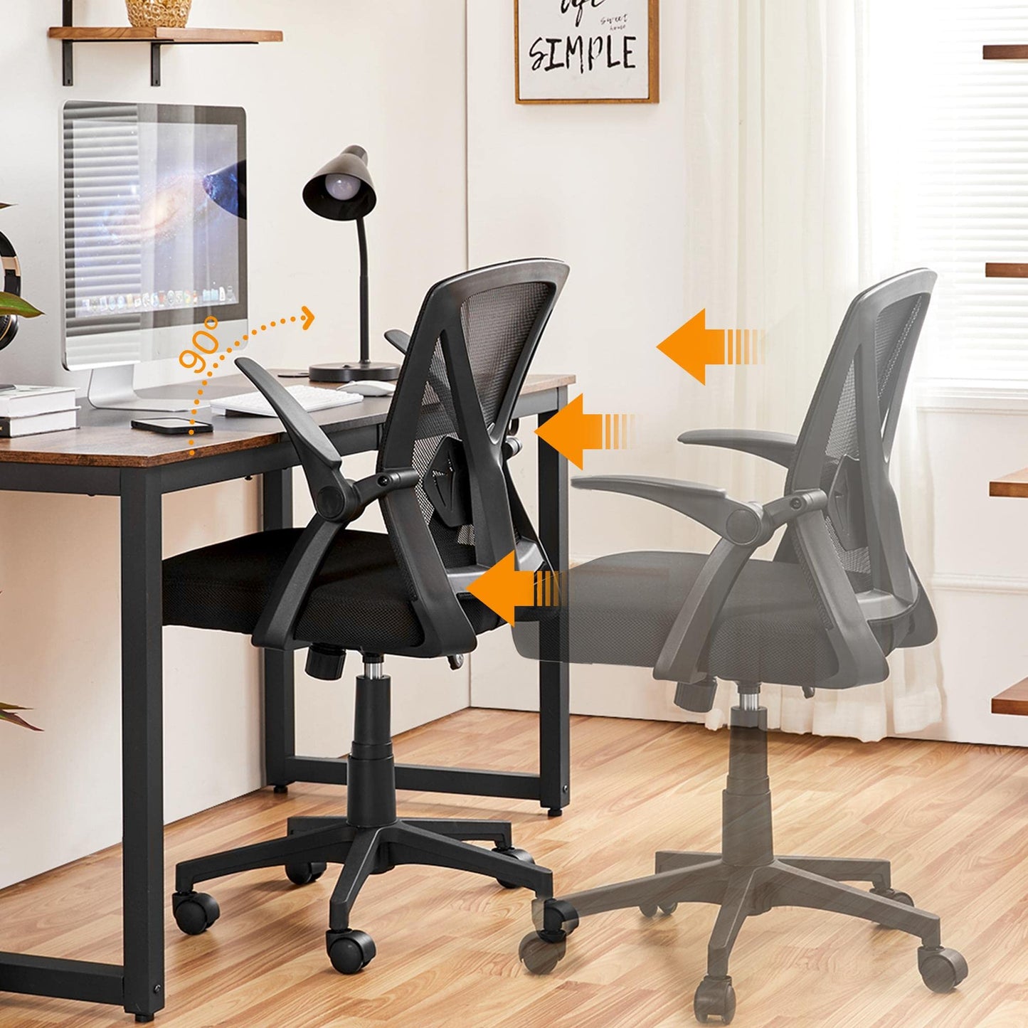 Mesh Office Desk with Adjustable Lumbar Support EK HOME FURNITURE