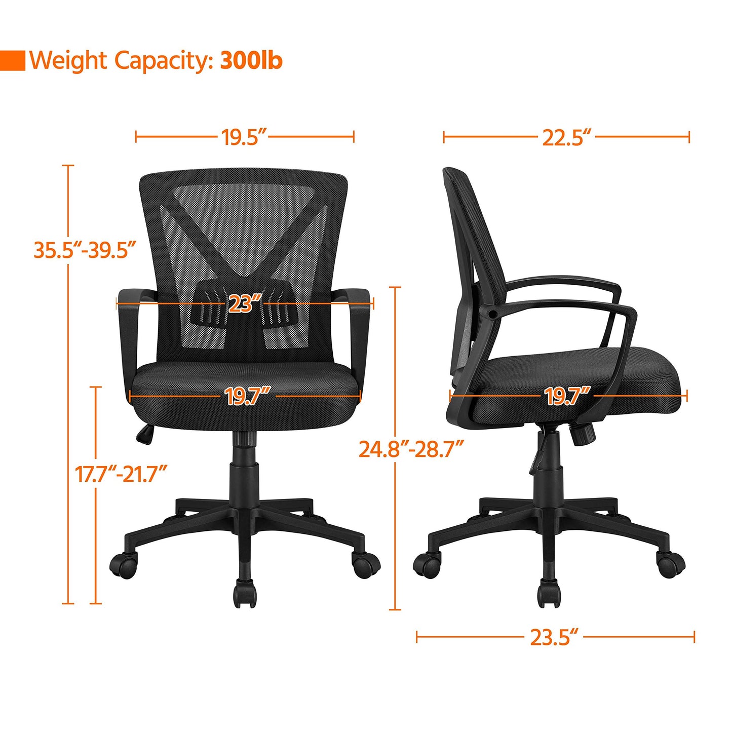 Mesh Office Desk with Adjustable Lumbar Support EK HOME FURNITURE