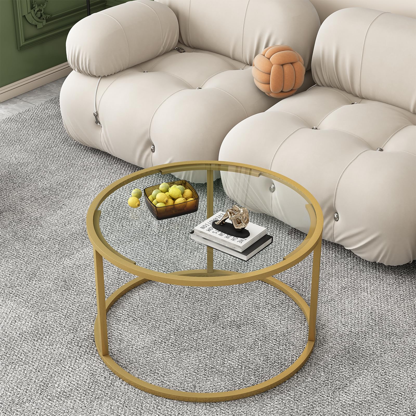 Minimalist Coffee Table Sofa Side Tea Table for Living Room, Tempered Glass-top EK HOME FURNITURE