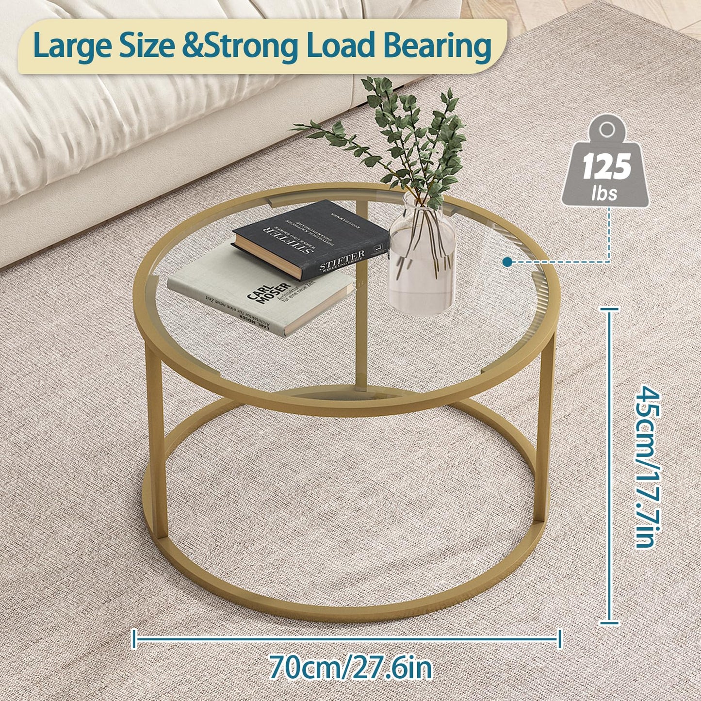 Minimalist Coffee Table Sofa Side Tea Table for Living Room, Tempered Glass-top EK HOME FURNITURE