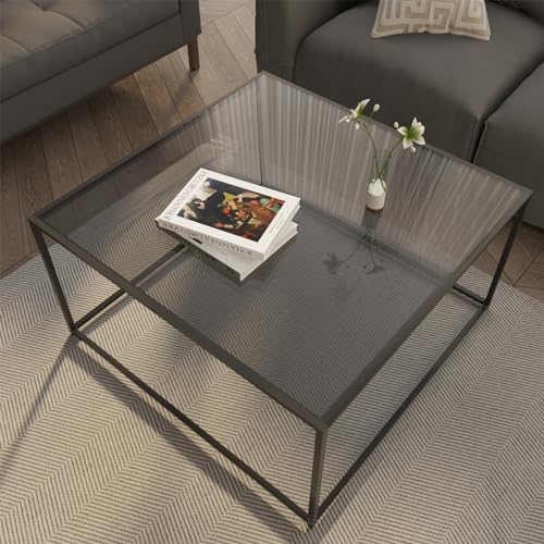 Minimalist Coffee Table Sofa Side Tea Table for Living Room, Tempered Glass-top EK HOME FURNITURE