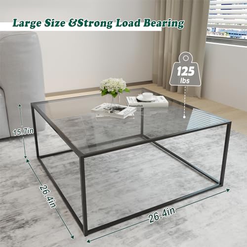 Minimalist Coffee Table Sofa Side Tea Table for Living Room, Tempered Glass-top EK HOME FURNITURE