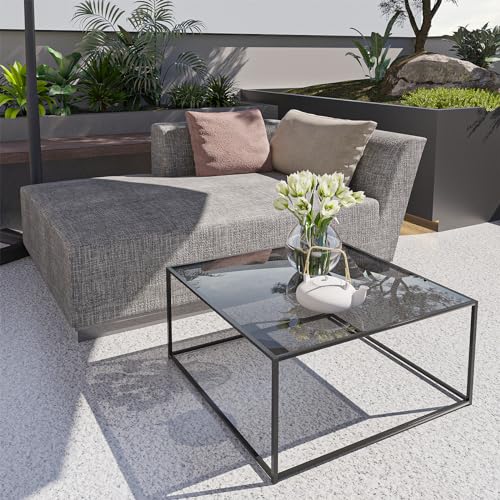 Minimalist Coffee Table Sofa Side Tea Table for Living Room, Tempered Glass-top EK HOME FURNITURE