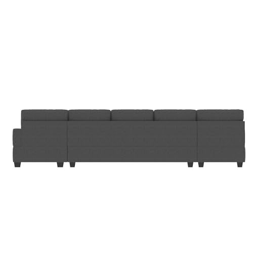 Modern, L U-Shape, 7 Seats Modular Sectional Sofa with Ottoman, Set with 3 Pillows EK HOME FURNITURE