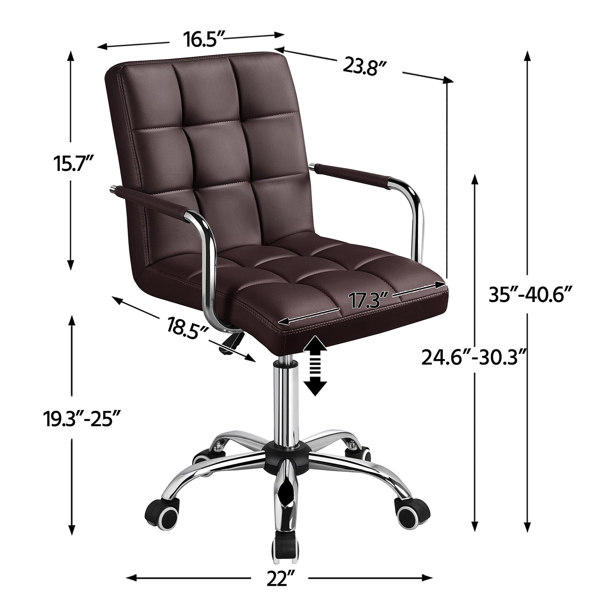 Modern Leather Office Chair, Midback Adjustable Executive Chair 360° EK HOME FURNITURE