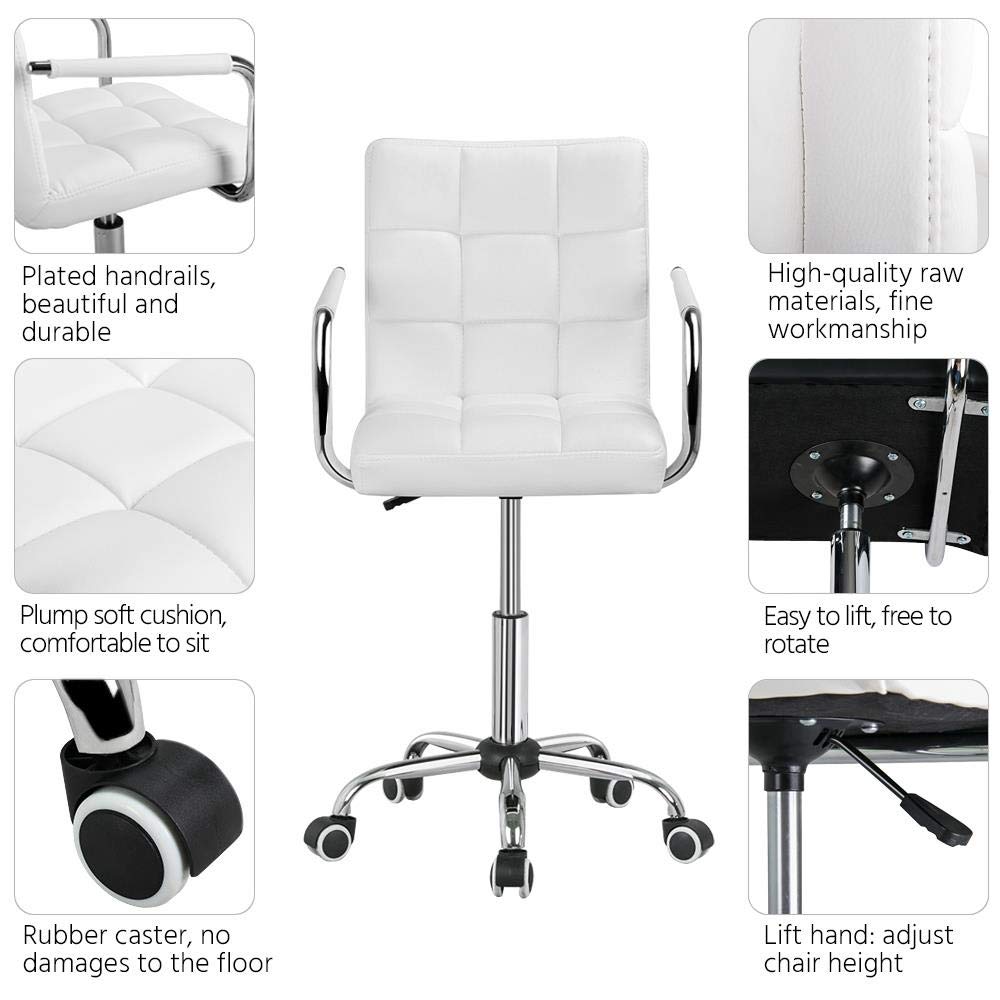 Modern Leather Office Chair, Midback Adjustable Executive Chair 360° EK HOME FURNITURE