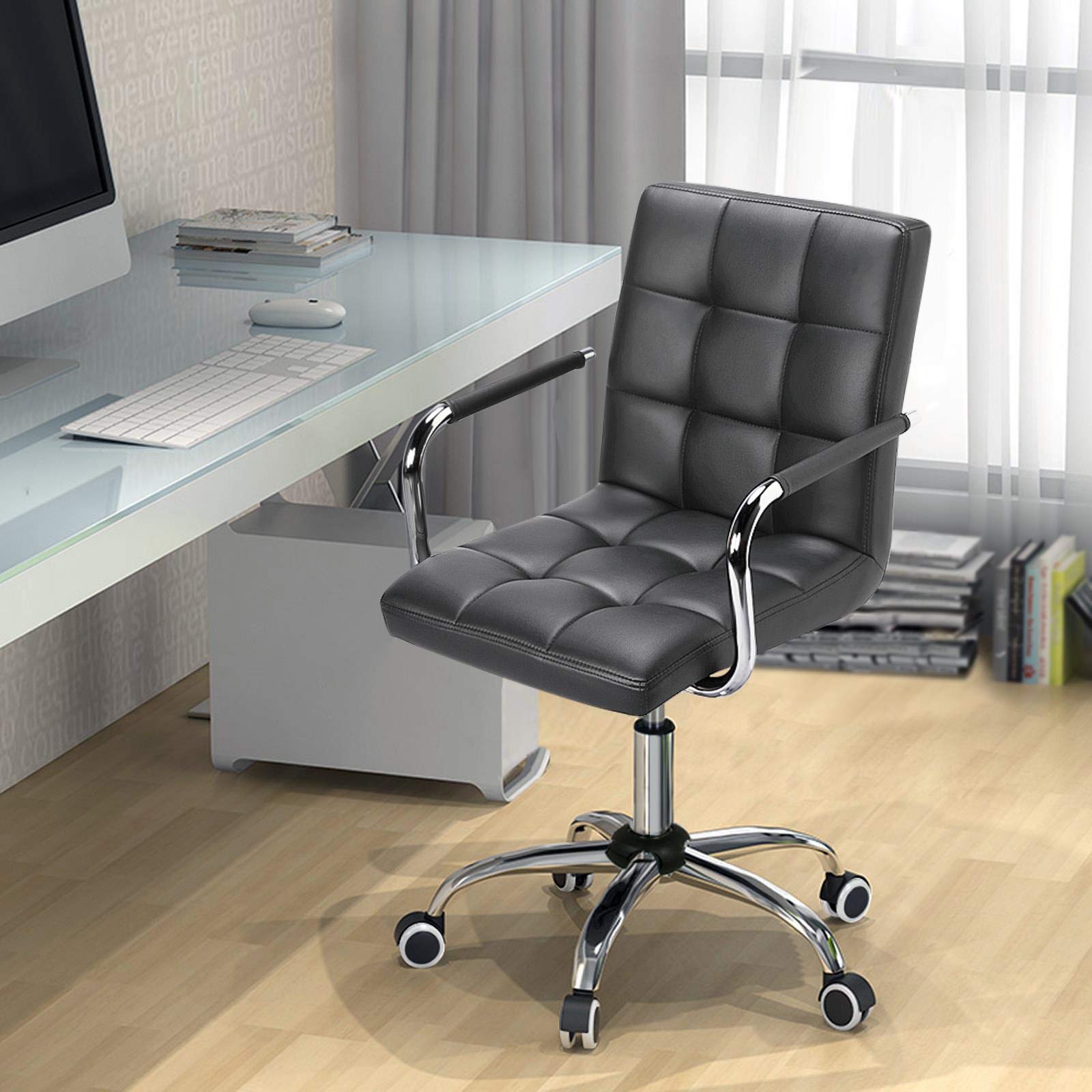 Modern Leather Office Chair, Midback Adjustable Executive Chair 360° EK HOME FURNITURE