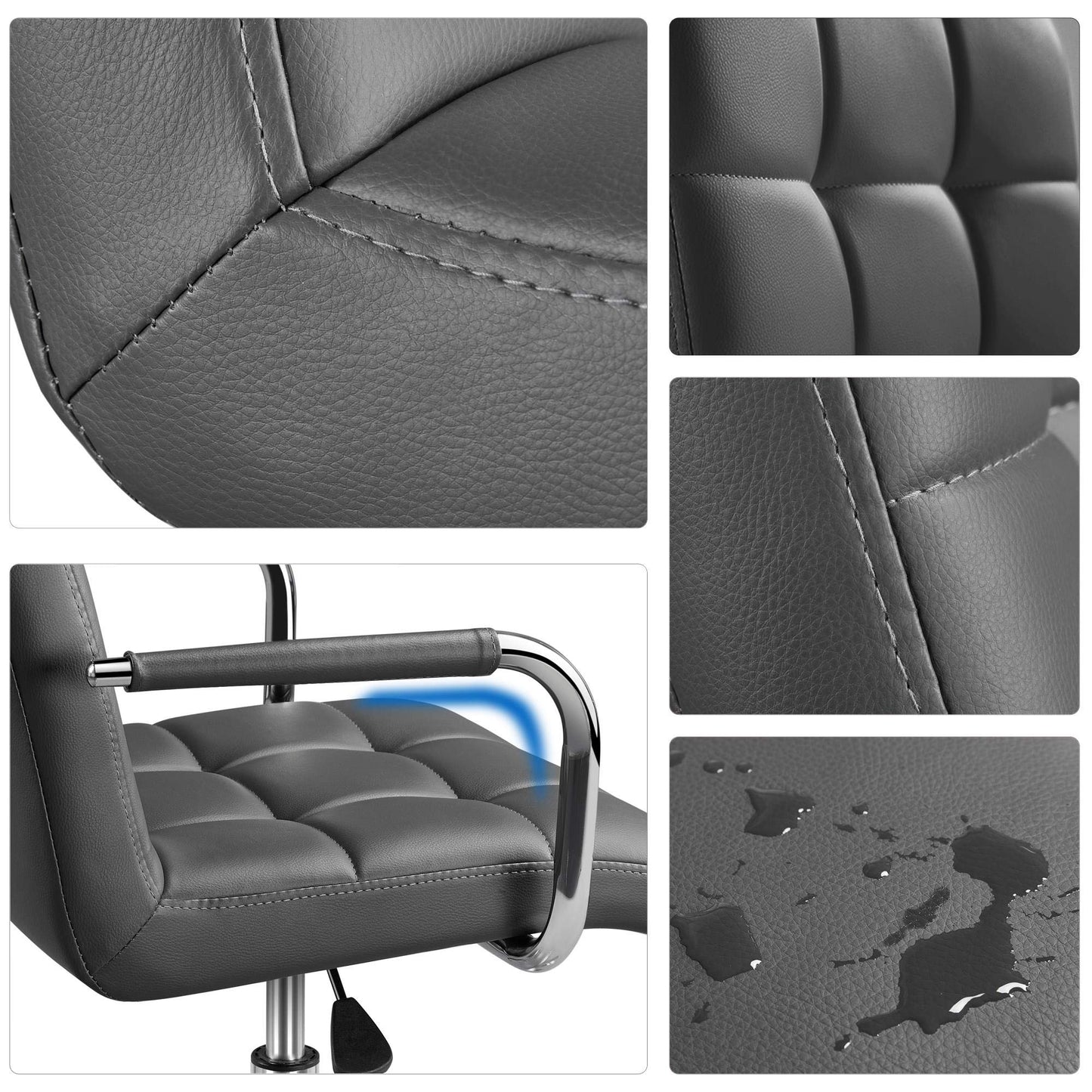 Modern Leather Office Chair, Midback Adjustable Executive Chair 360° EK HOME FURNITURE