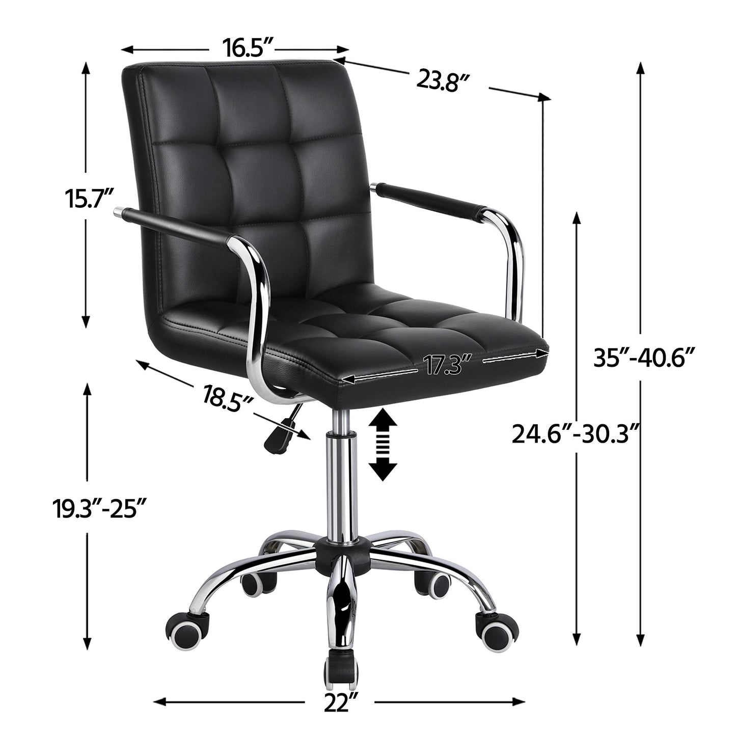 Modern Leather Office Chair, Midback Adjustable Executive Chair 360° EK HOME FURNITURE