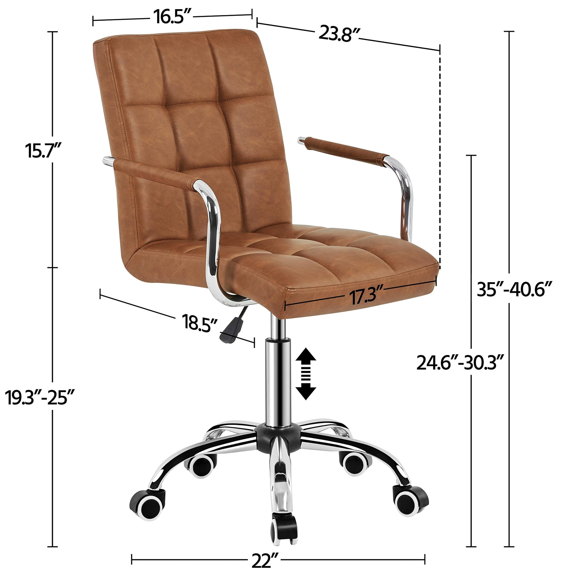 Modern Leather Office Chair, Midback Adjustable Executive Chair 360° EK HOME FURNITURE