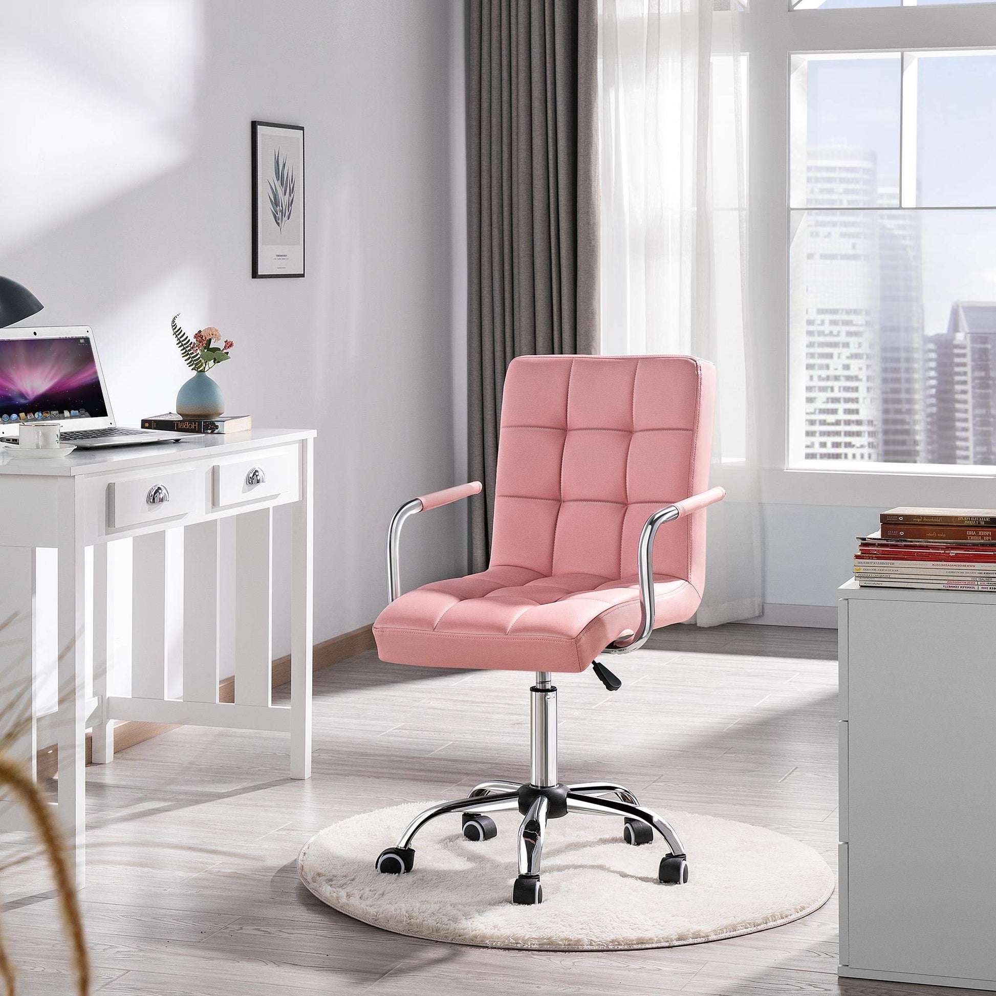 Modern Leather Office Chair, Midback Adjustable Executive Chair 360° EK HOME FURNITURE