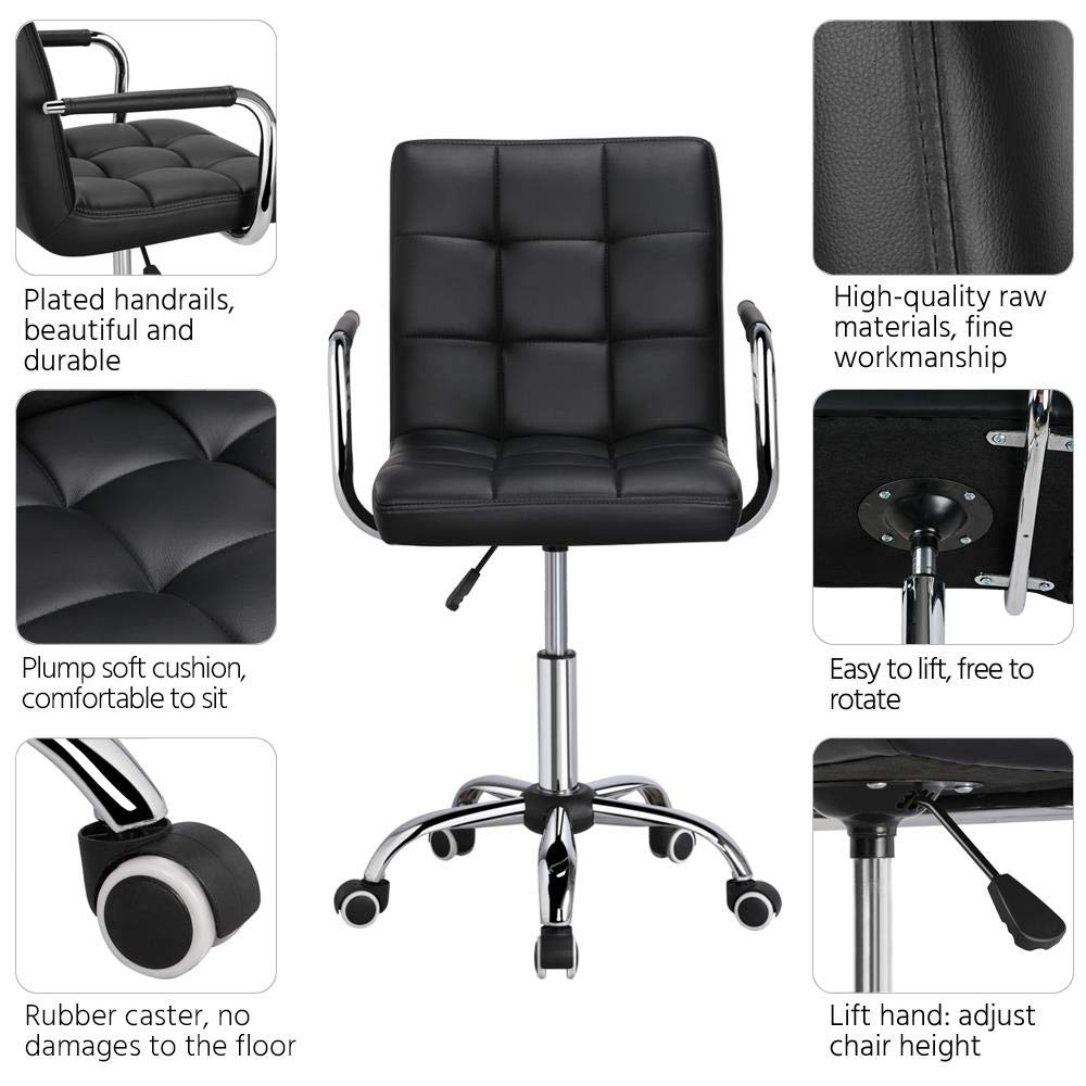 Modern Leather Office Chair, Midback Adjustable Executive Chair 360° EK HOME FURNITURE