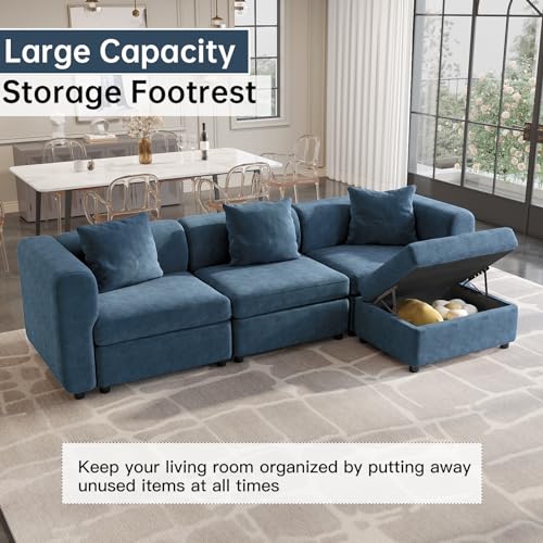 Modern Oversized 9-Seater Sofa with 5 Pillows and Storage Footstool, U-Shaped Sofa for Living Room EK HOME FURNITURE