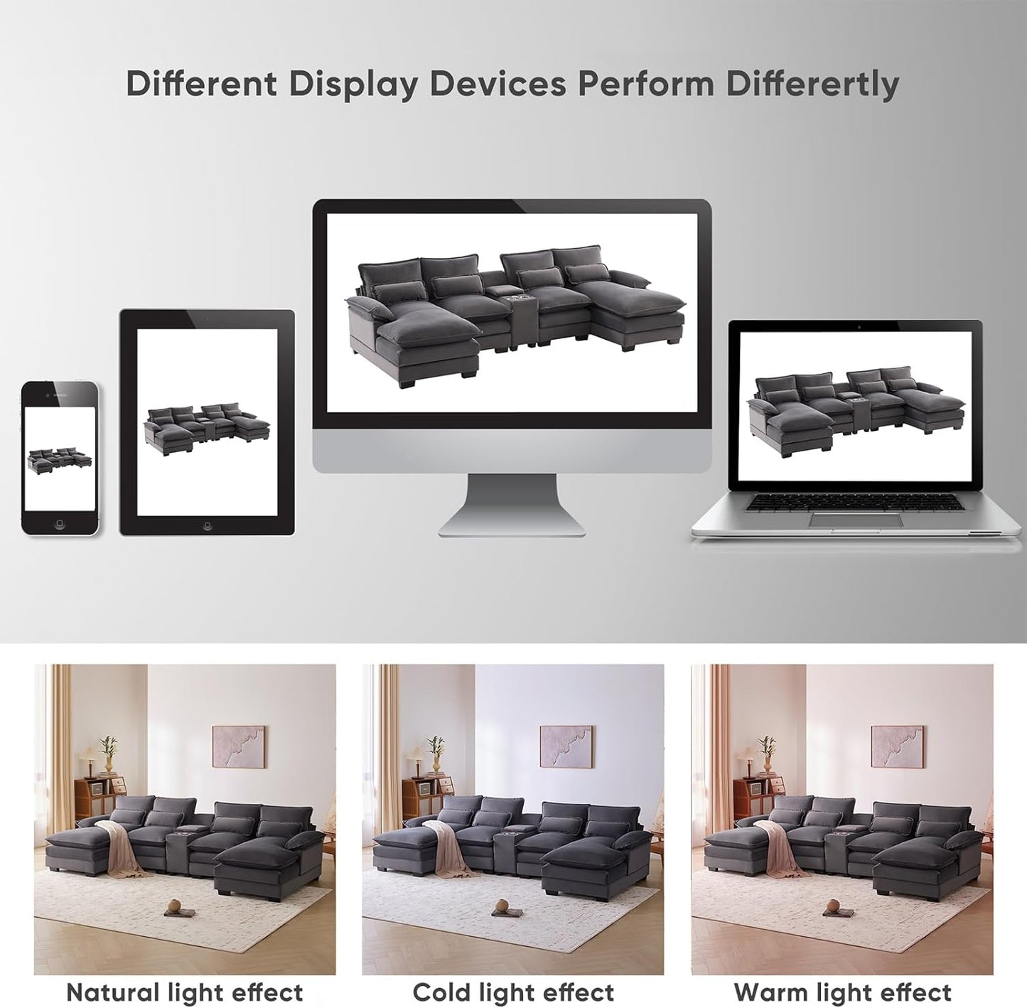 Modular Sectional Sofa for Living Room with Console EK HOME FURNITURE