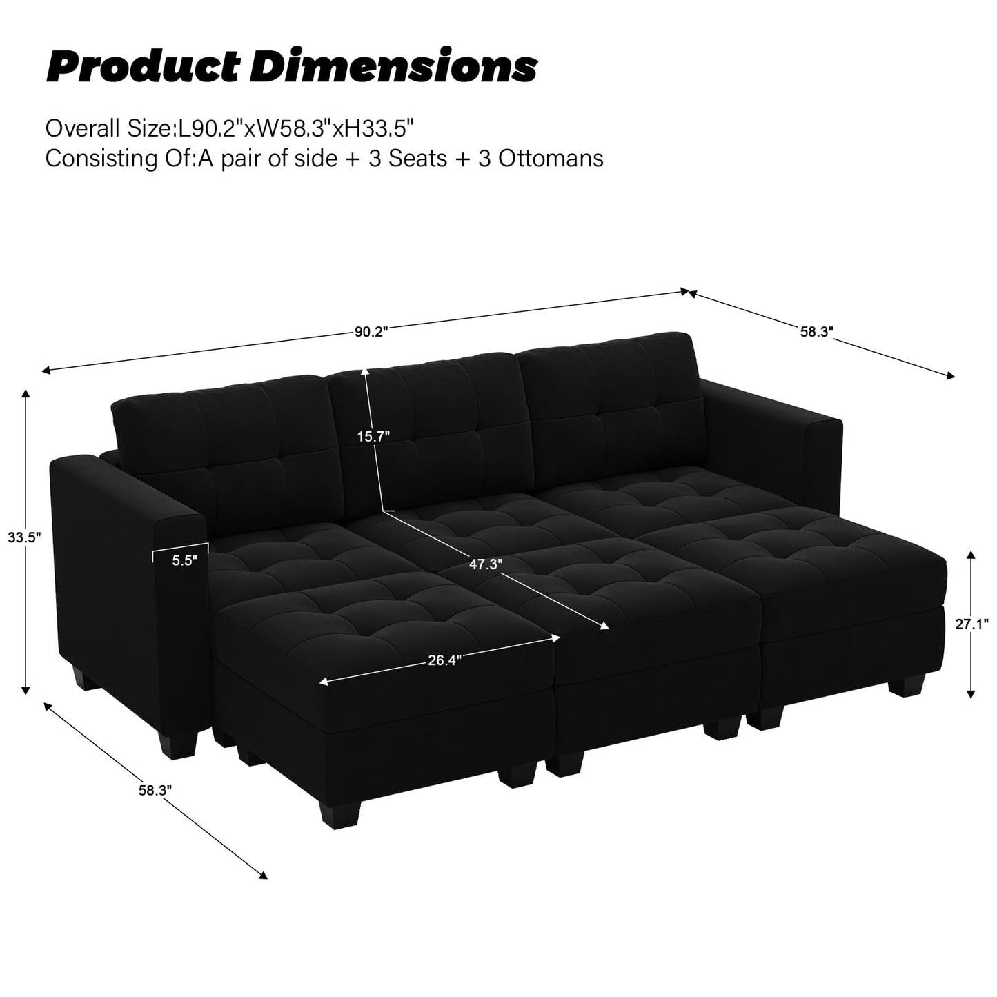 Modular Sleeper Sofa Sectional Couch with Storage Seats Velvet Convertible Sectional EK HOME FURNITURE