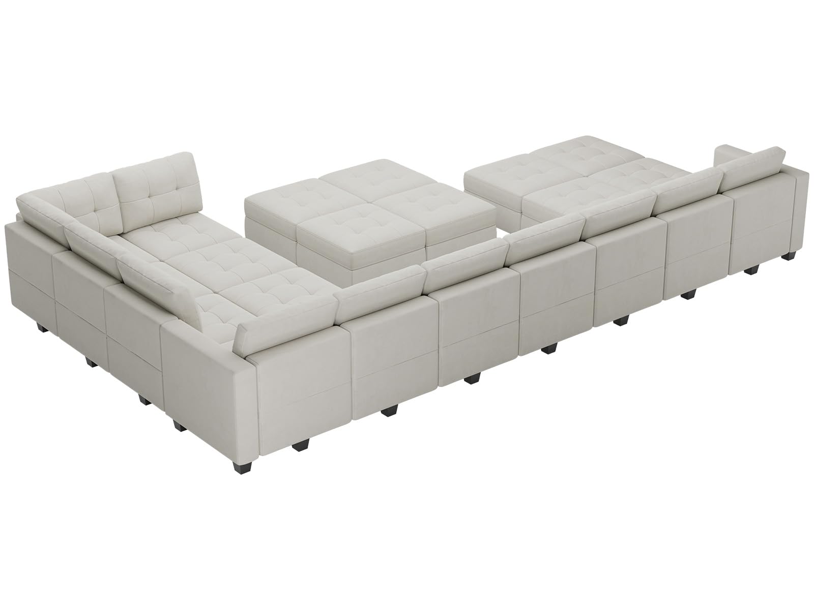 Modular Sleeper Sofa Sectional Couch with Storage Seats Velvet Convertible Sectional EK HOME FURNITURE