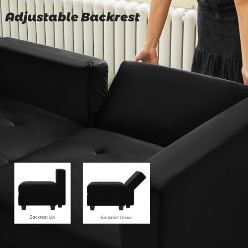 Modular Sleeper Sofa Sectional Couch with Storage Seats Velvet Convertible Sectional EK HOME FURNITURE