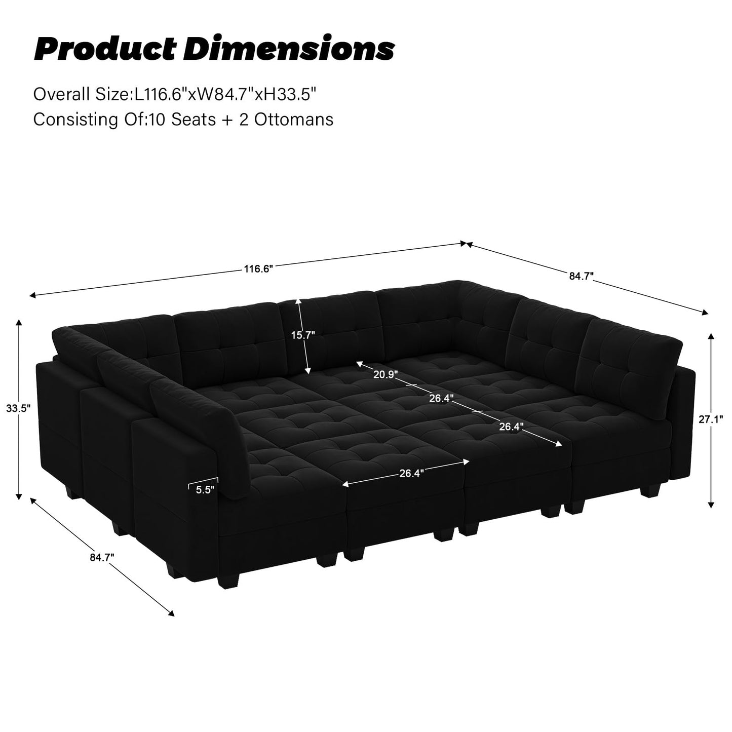 Modular Sleeper Sofa Sectional Couch with Storage Seats Velvet Convertible Sectional EK HOME FURNITURE