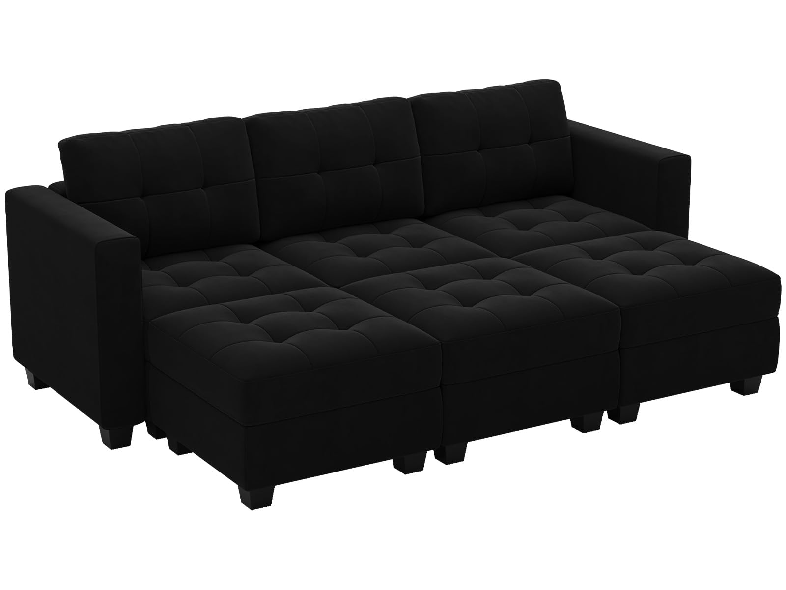 Modular Sleeper Sofa Sectional Couch with Storage Seats Velvet Convertible Sectional EK HOME FURNITURE