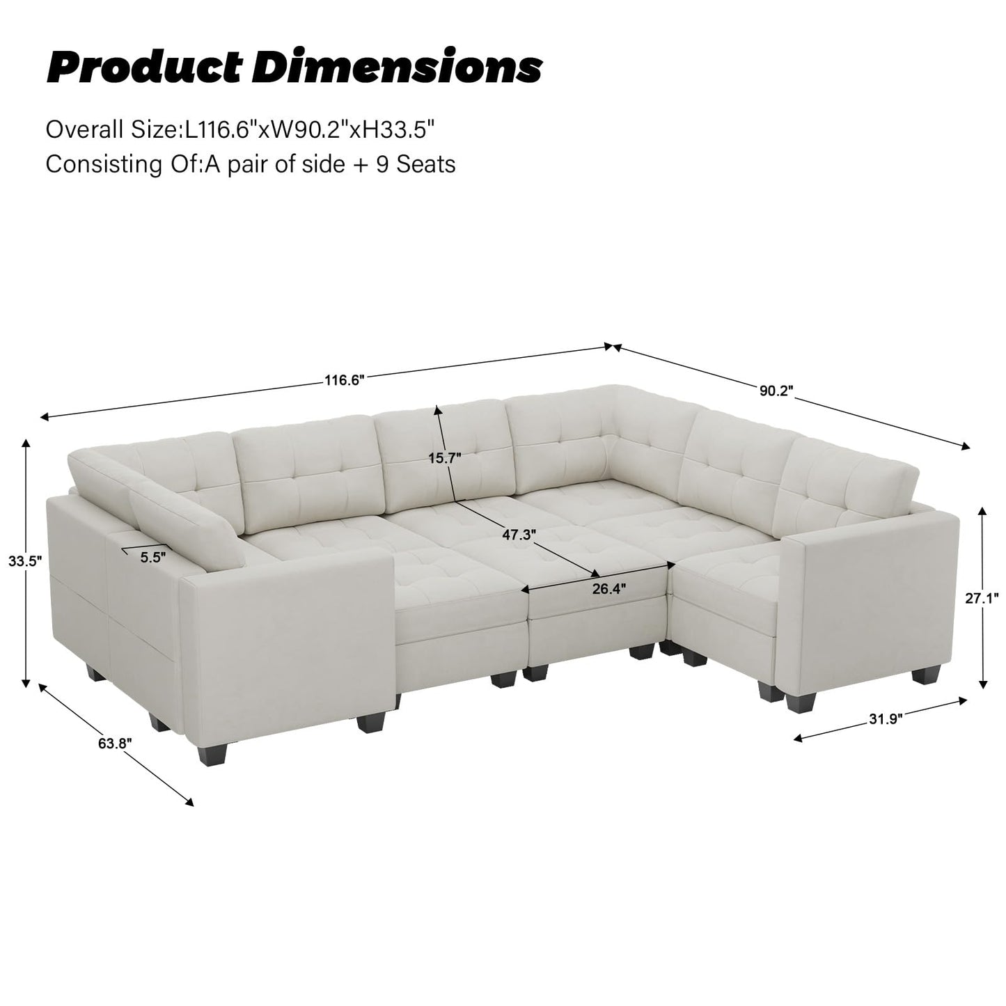 Modular Sleeper Sofa Sectional Couch with Storage Seats Velvet Convertible Sectional EK HOME FURNITURE