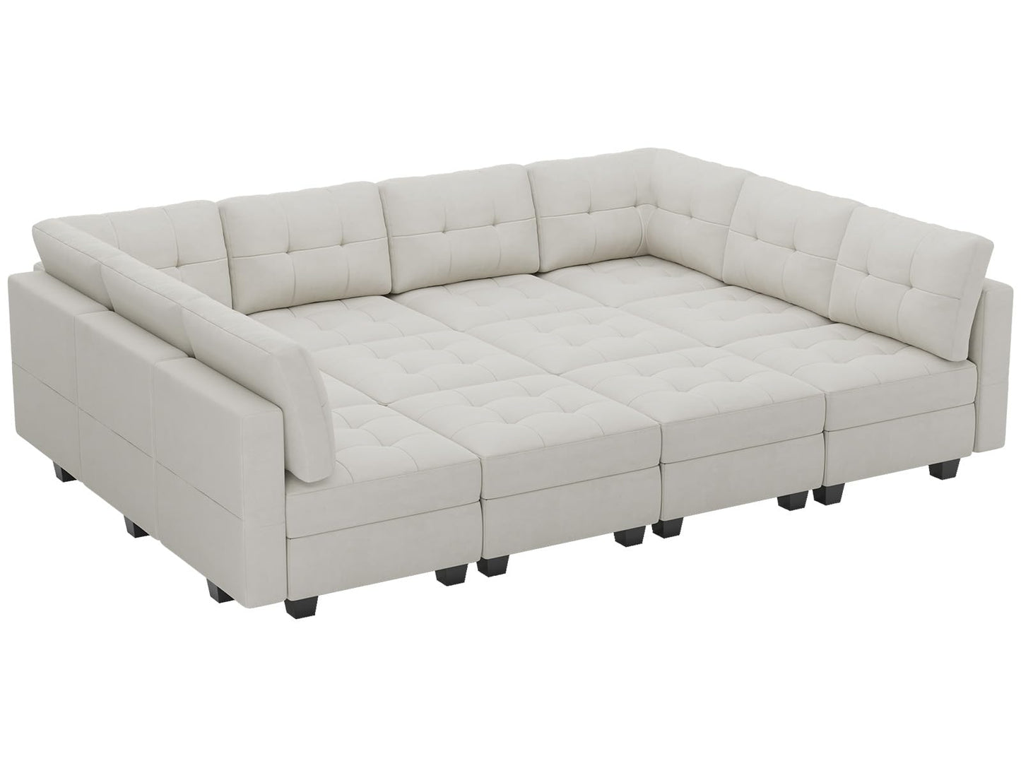 Modular Sleeper Sofa Sectional Couch with Storage Seats Velvet Convertible Sectional EK HOME FURNITURE