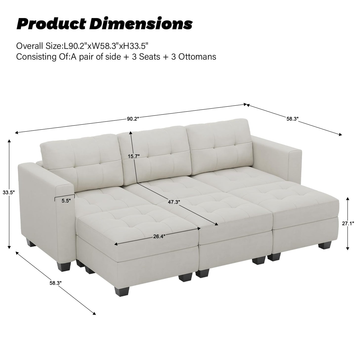 Modular Sleeper Sofa Sectional Couch with Storage Seats Velvet Convertible Sectional EK HOME FURNITURE