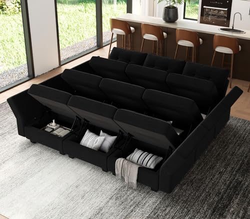 Modular Sleeper Sofa Sectional Couch with Storage Seats Velvet Convertible Sectional EK HOME FURNITURE