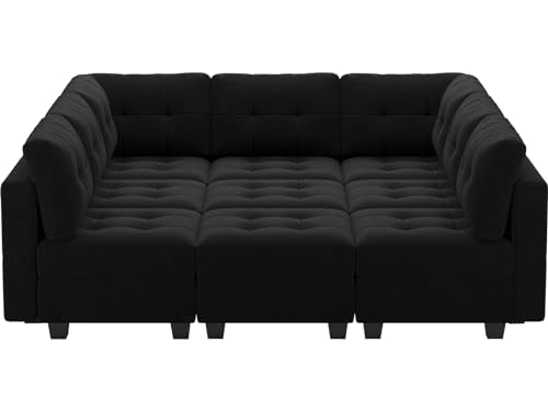 Modular Sleeper Sofa Sectional Couch with Storage Seats Velvet Convertible Sectional EK HOME FURNITURE