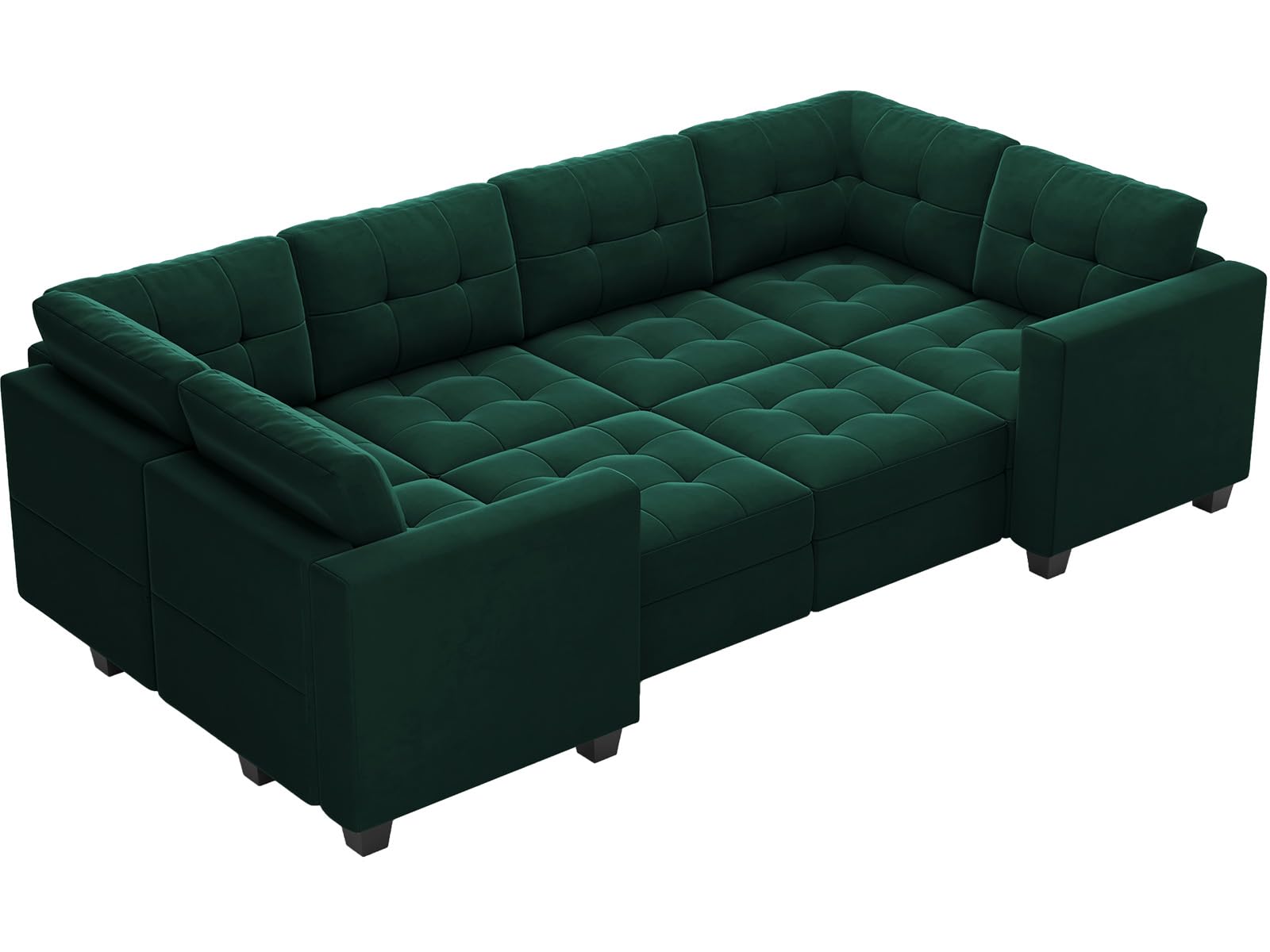 Modular Sleeper Sofa Sectional Couch with Storage Seats Velvet Convertible Sectional EK HOME FURNITURE