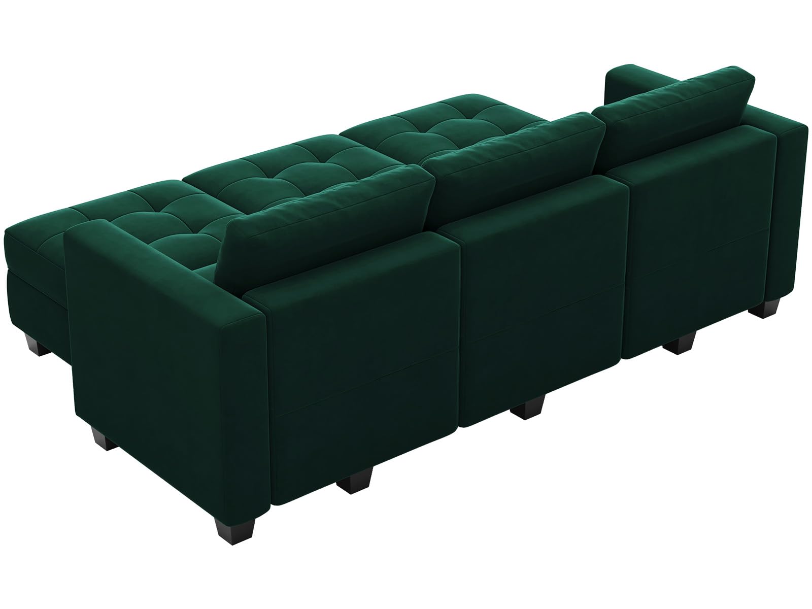 Modular Sleeper Sofa Sectional Couch with Storage Seats Velvet Convertible Sectional EK HOME FURNITURE