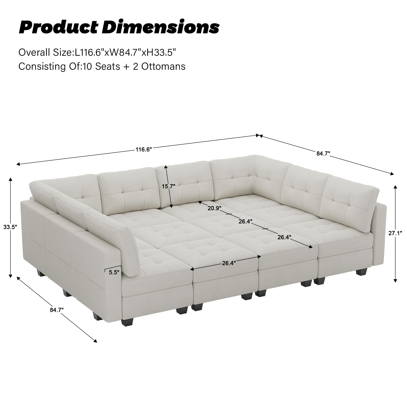 Modular Sleeper Sofa Sectional Couch with Storage Seats Velvet Convertible Sectional EK HOME FURNITURE