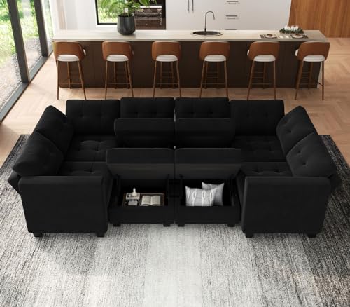 Modular Sleeper Sofa Sectional Couch with Storage Seats Velvet Convertible Sectional EK HOME FURNITURE