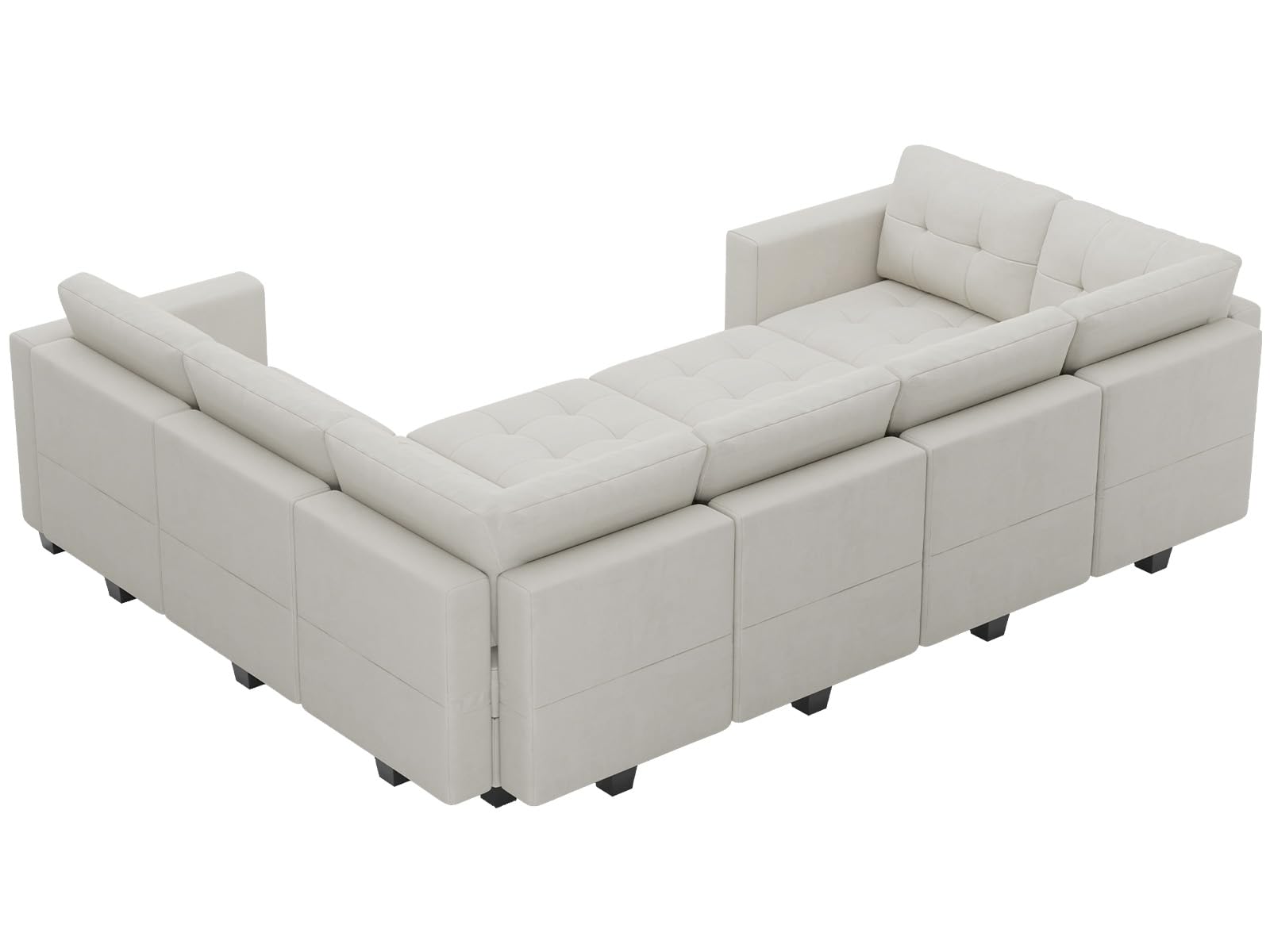 Modular Sleeper Sofa Sectional Couch with Storage Seats Velvet Convertible Sectional EK HOME FURNITURE