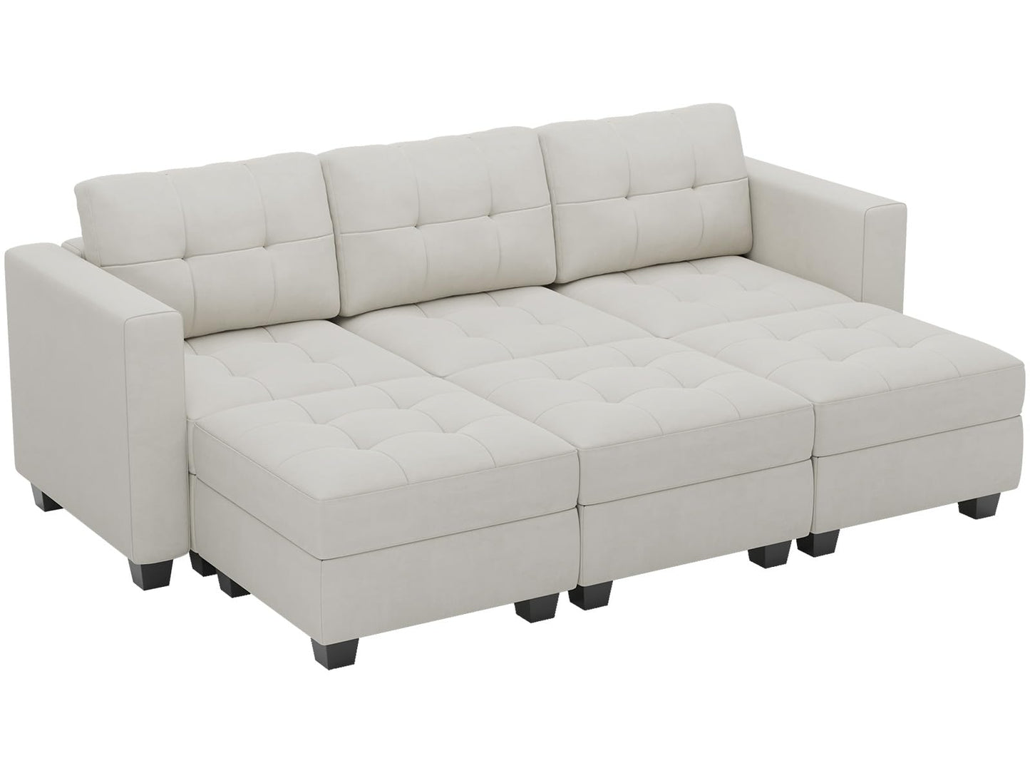 Modular Sleeper Sofa Sectional Couch with Storage Seats Velvet Convertible Sectional EK HOME FURNITURE