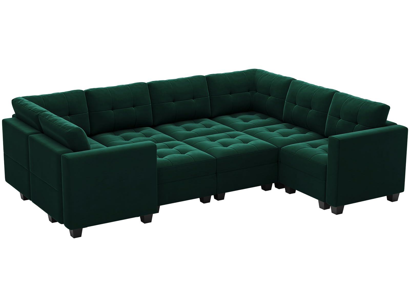 Modular Sleeper Sofa Sectional Couch with Storage Seats Velvet Convertible Sectional EK HOME FURNITURE