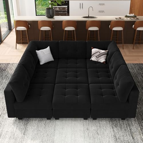 Modular Sleeper Sofa Sectional Couch with Storage Seats Velvet Convertible Sectional EK HOME FURNITURE